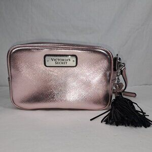 Victoria's Secret Metallic Rose Pink Small Crossbody Tassel Purse Clutch